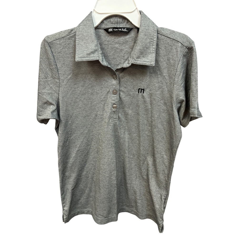 TravisMathew Gray Pima Cotton Polyester Polo Shirt Women's Size S Golf